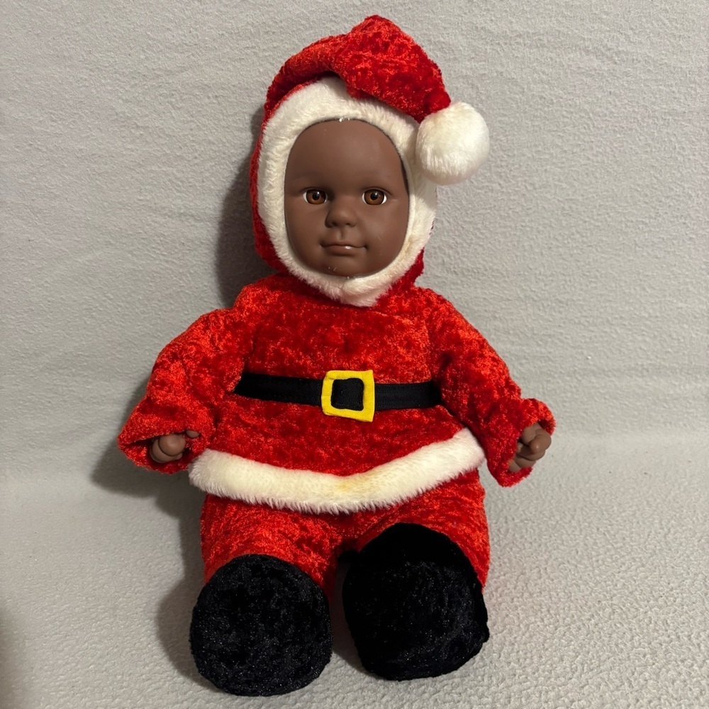 Sugar Loaf Creations Stuffed Plush African American Festive Red Santa Claus Doll